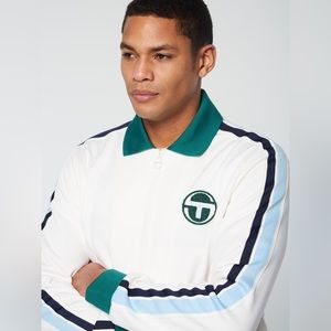 Men's White and Green Track Jacket
